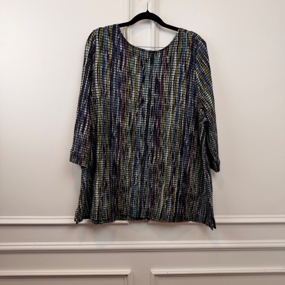 NorthStyle Tops - NorthStyle Womens 1X Abstract Stripe Textured Knit Top 3/4 Sleeve Blue Purple